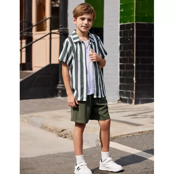 Arshiner Boys 2 Piece Outfits Hawaiian Shorts Sets Button Down Shirt and Shorts Summer Beach Clothes for 4~12 Years