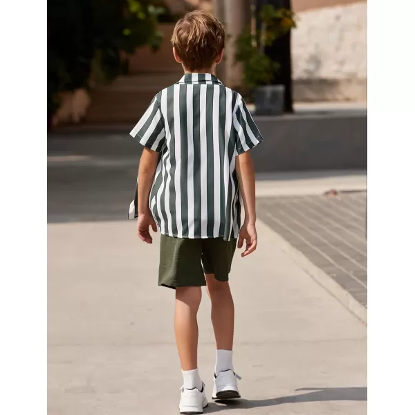 Arshiner Boys 2 Piece Outfits Hawaiian Shorts Sets Button Down Shirt and Shorts Summer Beach Clothes for 4~12 Years