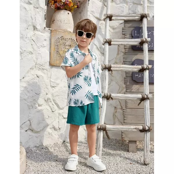 Arshiner Boys 2 Piece Outfits Hawaiian Shorts Sets Button Down Shirt and Shorts Summer Beach Clothes for 4~12 Years