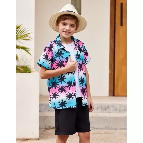 Arshiner Boys 2 Piece Outfits Hawaiian Shorts Sets Button Down Shirt and Shorts Summer Beach Clothes for 4~12 Years