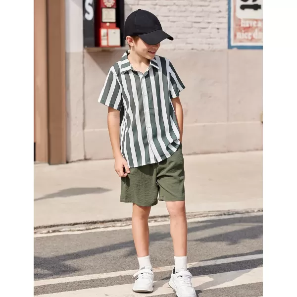 Arshiner Boys 2 Piece Outfits Hawaiian Shorts Sets Button Down Shirt and Shorts Summer Beach Clothes for 4~12 Years