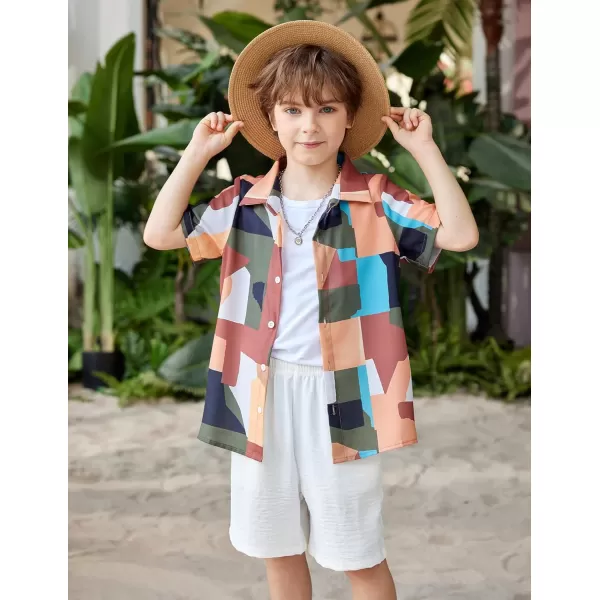 Arshiner Boys 2 Piece Outfits Hawaiian Shorts Sets Button Down Shirt and Shorts Summer Beach Clothes for 4~12 Years