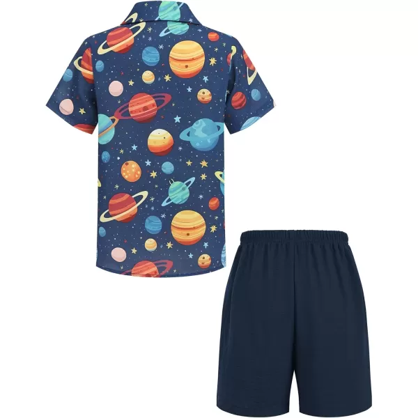 Arshiner Boys 2 Piece Outfits Hawaiian Shorts Sets Button Down Shirt and Shorts Summer Beach Clothes for 4~12 Years