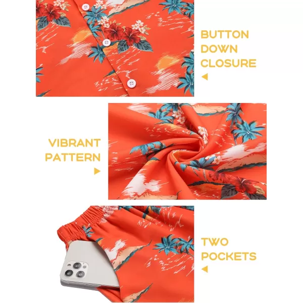 Arshiner Boys 2 Piece Outfits Hawaiian Shorts Sets Button Down Shirt and Shorts Summer Beach Clothes for 4~12 Years