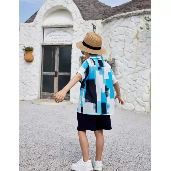 Arshiner Boys 2 Piece Outfits Hawaiian Shorts Sets Button Down Shirt and Shorts Summer Beach Clothes for 4~12 Years