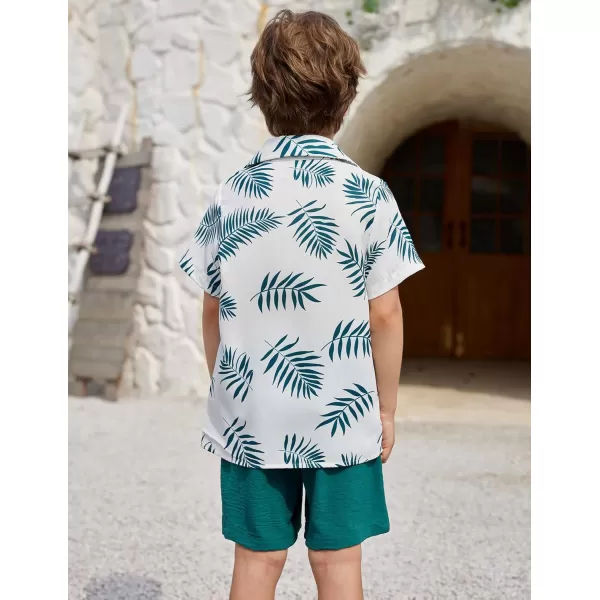 Arshiner Boys 2 Piece Outfits Hawaiian Shorts Sets Button Down Shirt and Shorts Summer Beach Clothes for 4~12 Years