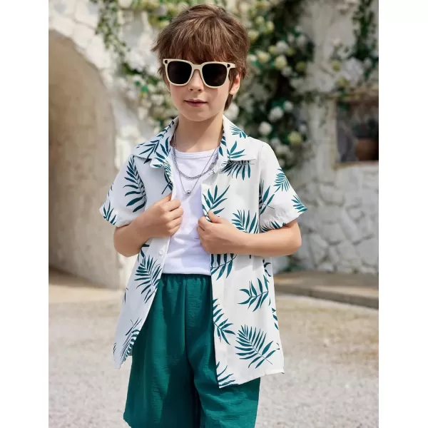 Arshiner Boys 2 Piece Outfits Hawaiian Shorts Sets Button Down Shirt and Shorts Summer Beach Clothes for 4~12 Years