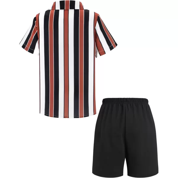 Arshiner Boys 2 Piece Outfits Hawaiian Shorts Sets Button Down Shirt and Shorts Summer Beach Clothes for 4~12 Years
