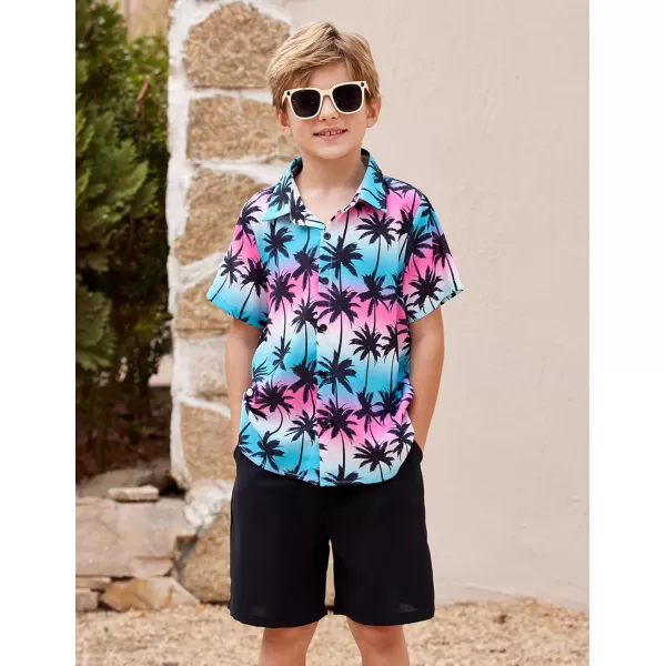 Arshiner Boys 2 Piece Outfits Hawaiian Shorts Sets Button Down Shirt and Shorts Summer Beach Clothes for 4~12 Years