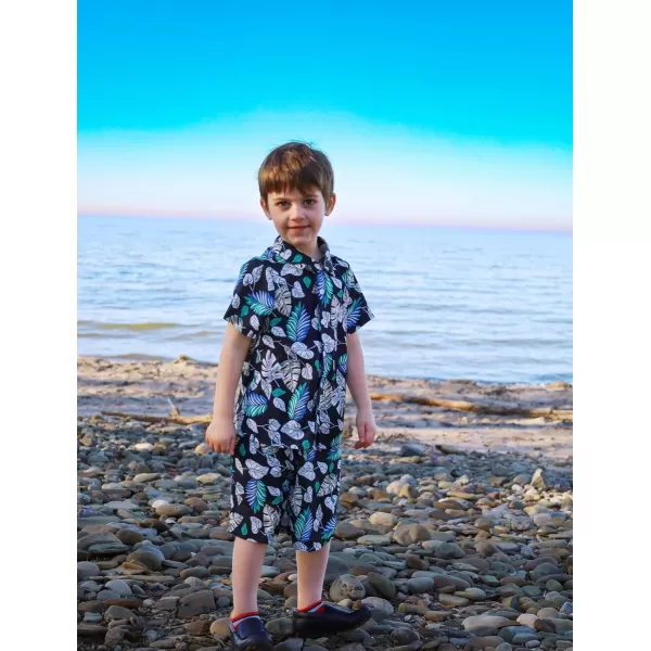 Arshiner Boys 2 Piece Outfits Hawaiian Shorts Sets Button Down Shirt and Shorts Summer Beach Clothes for 4~12 Years