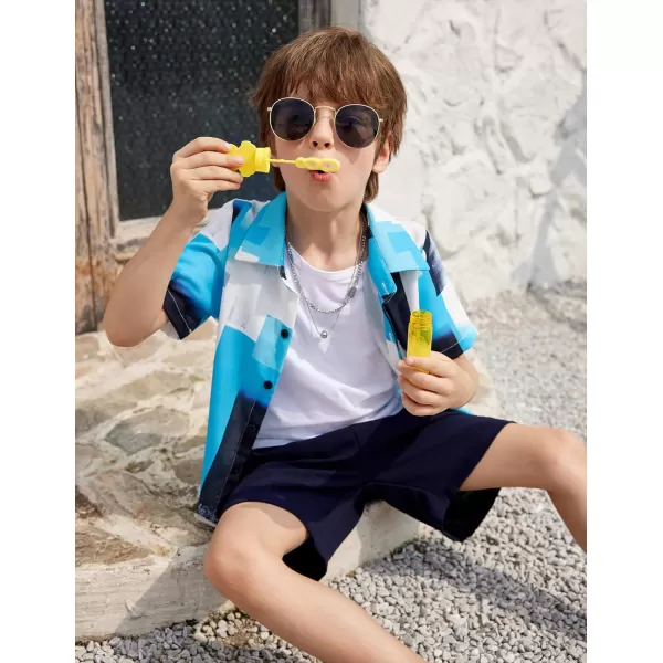Arshiner Boys 2 Piece Outfits Hawaiian Shorts Sets Button Down Shirt and Shorts Summer Beach Clothes for 4~12 Years
