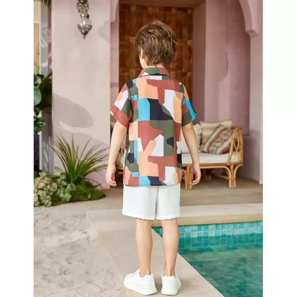 Arshiner Boys 2 Piece Outfits Hawaiian Shorts Sets Button Down Shirt and Shorts Summer Beach Clothes for 4~12 Years