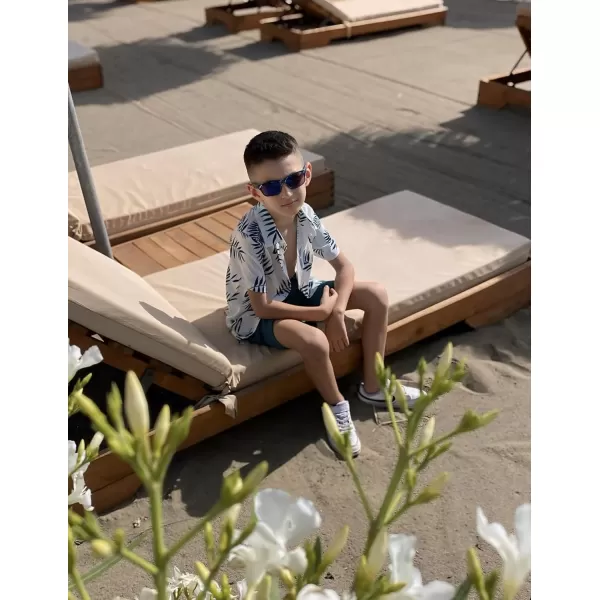 Arshiner Boys 2 Piece Outfits Hawaiian Shorts Sets Button Down Shirt and Shorts Summer Beach Clothes for 4~12 Years