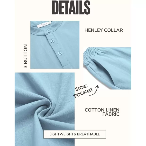 Arshiner Boy's 2 Pieces Cotton Linen Set Casual Henley Shirts Short Sleeve Beach Shorts Summer Outfits for 5-12 Years Kids