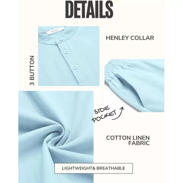 Arshiner Boy's 2 Pieces Cotton Linen Set Casual Henley Shirts Short Sleeve Beach Shorts Summer Outfits for 5-12 Years Kids