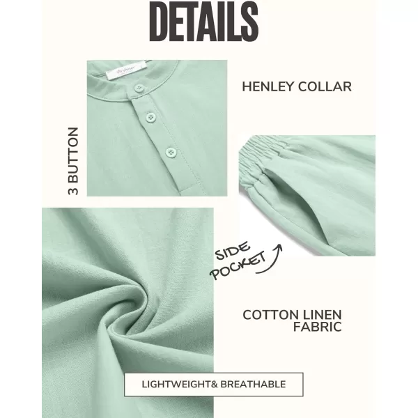 Arshiner Boy's 2 Pieces Cotton Linen Set Casual Henley Shirts Short Sleeve Beach Shorts Summer Outfits for 5-12 Years Kids