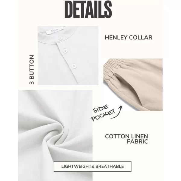 Arshiner Boy's 2 Pieces Cotton Linen Set Casual Henley Shirts Short Sleeve Beach Shorts Summer Outfits for 5-12 Years Kids