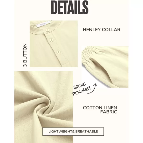 Arshiner Boy's 2 Pieces Cotton Linen Set Casual Henley Shirts Short Sleeve Beach Shorts Summer Outfits for 5-12 Years Kids