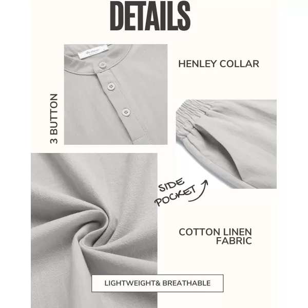 Arshiner Boy's 2 Pieces Cotton Linen Set Casual Henley Shirts Short Sleeve Beach Shorts Summer Outfits for 5-12 Years Kids