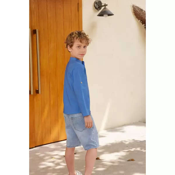 Arshiner Boys Cotton Linen Henley Shirt Button Down Shirt Long Sleeve T Shirt Beach Shirt Tee Casual Solid Tops