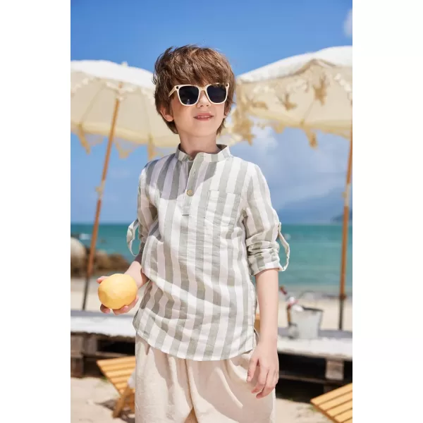 Arshiner Boys Cotton Linen Henley Shirt Button Down Shirt Long Sleeve T Shirt Beach Shirt Tee Casual Solid Tops