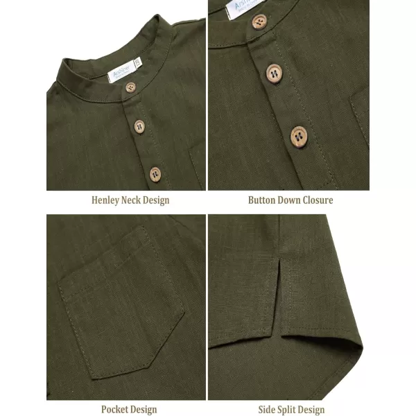 Arshiner Boys Cotton Linen Henley Shirt Button Down Shirt Long Sleeve T Shirt Beach Shirt Tee Casual Solid Tops