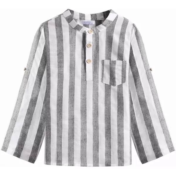 Arshiner Boys Cotton Linen Henley Shirt Button Down Shirt Long Sleeve T Shirt Beach Shirt Tee Casual Solid Tops