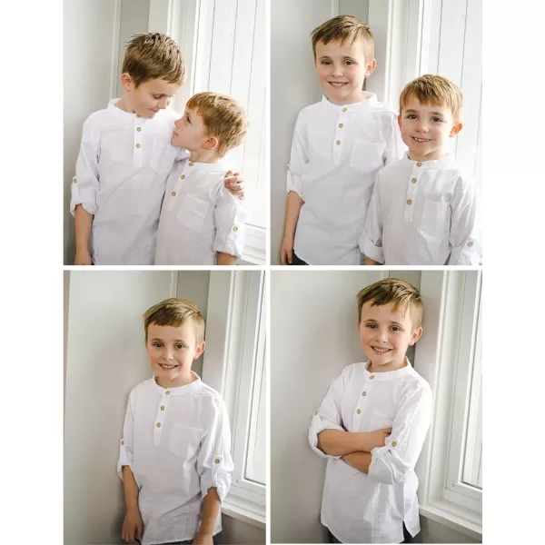 Arshiner Boys Cotton Linen Henley Shirt Button Down Shirt Long Sleeve T Shirt Beach Shirt Tee Casual Solid Tops