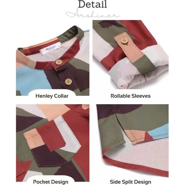 Arshiner Boys Cotton Linen Henley Shirt Button Down Shirt Long Sleeve T Shirt Beach Shirt Tee Casual Solid Tops