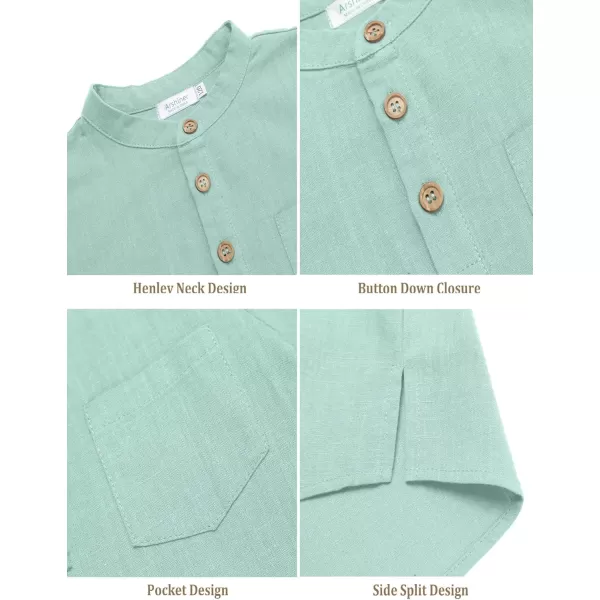 Arshiner Boys Cotton Linen Henley Shirt Button Down Shirt Long Sleeve T Shirt Beach Shirt Tee Casual Solid Tops