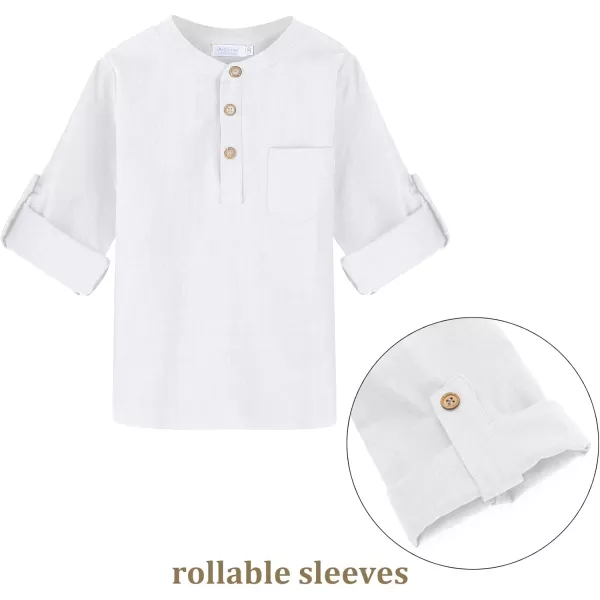 Arshiner Boys Cotton Linen Henley Shirt Button Down Shirt Long Sleeve T Shirt Beach Shirt Tee Casual Solid Tops