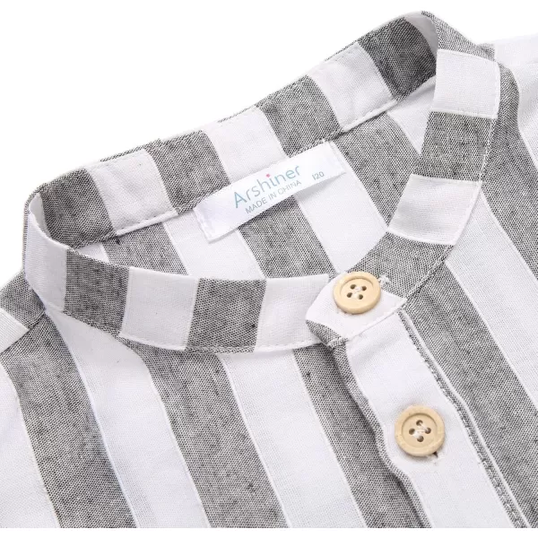 Arshiner Boys Cotton Linen Henley Shirt Button Down Shirt Long Sleeve T Shirt Beach Shirt Tee Casual Solid Tops