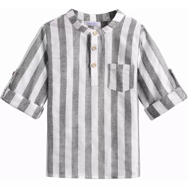 Arshiner Boys Cotton Linen Henley Shirt Button Down Shirt Long Sleeve T Shirt Beach Shirt Tee Casual Solid Tops