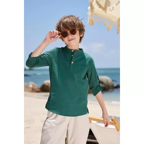 Arshiner Boys Cotton Linen Henley Shirt Button Down Shirt Long Sleeve T Shirt Beach Shirt Tee Casual Solid Tops