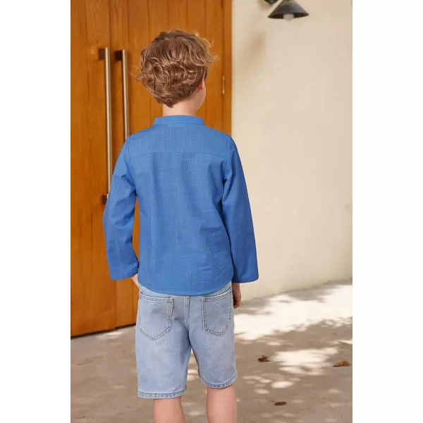 Arshiner Boys Cotton Linen Henley Shirt Button Down Shirt Long Sleeve T Shirt Beach Shirt Tee Casual Solid Tops