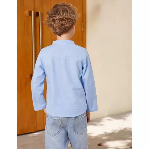 Arshiner Boys Cotton Linen Henley Shirt Button Down Shirt Long Sleeve T Shirt Beach Shirt Tee Casual Solid Tops