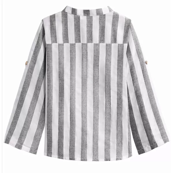 Arshiner Boys Cotton Linen Henley Shirt Button Down Shirt Long Sleeve T Shirt Beach Shirt Tee Casual Solid Tops