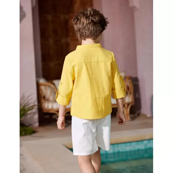 Arshiner Boys Cotton Linen Henley Shirt Button Down Shirt Long Sleeve T Shirt Beach Shirt Tee Casual Solid Tops