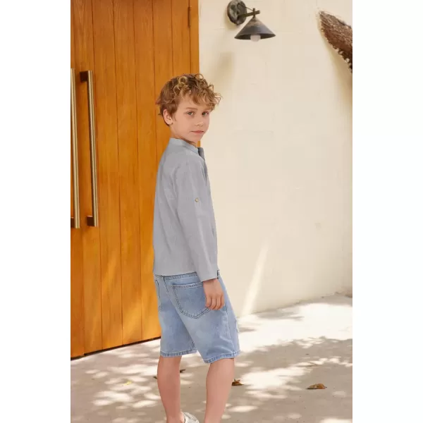 Arshiner Boys Cotton Linen Henley Shirt Button Down Shirt Long Sleeve T Shirt Beach Shirt Tee Casual Solid Tops