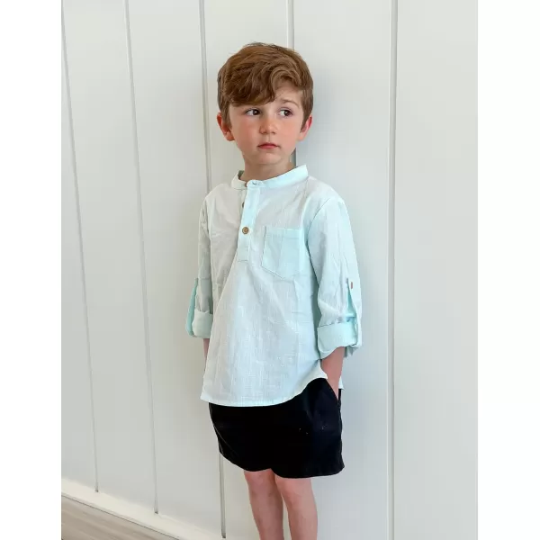 Arshiner Boys Cotton Linen Henley Shirt Button Down Shirt Long Sleeve T Shirt Beach Shirt Tee Casual Solid Tops