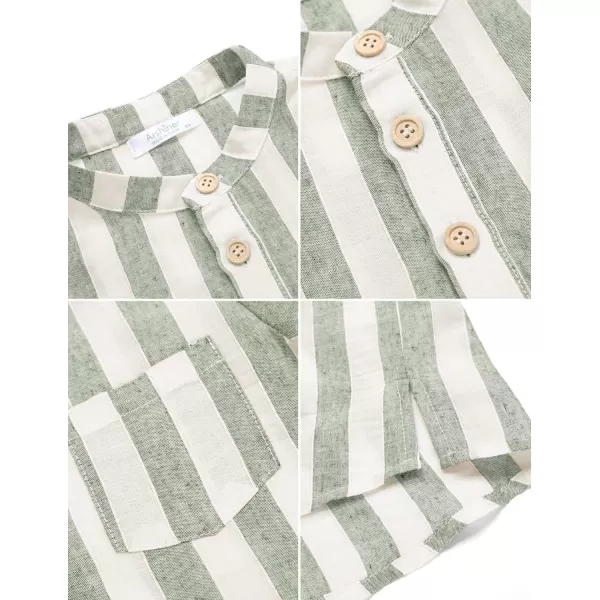 Arshiner Boys Cotton Linen Henley Shirt Button Down Shirt Long Sleeve T Shirt Beach Shirt Tee Casual Solid Tops