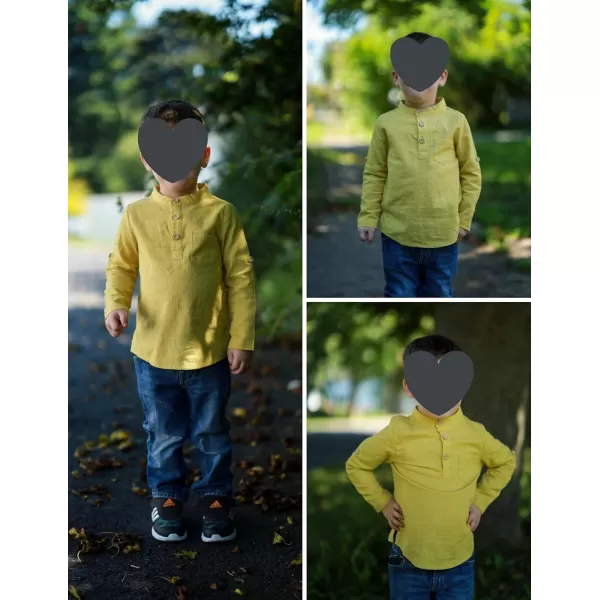Arshiner Boys Cotton Linen Henley Shirt Button Down Shirt Long Sleeve T Shirt Beach Shirt Tee Casual Solid Tops