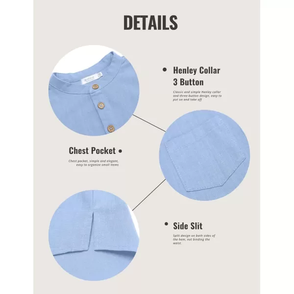 Arshiner Boys Cotton Linen Henley Shirt Button Down Shirt Long Sleeve T Shirt Beach Shirt Tee Casual Solid Tops