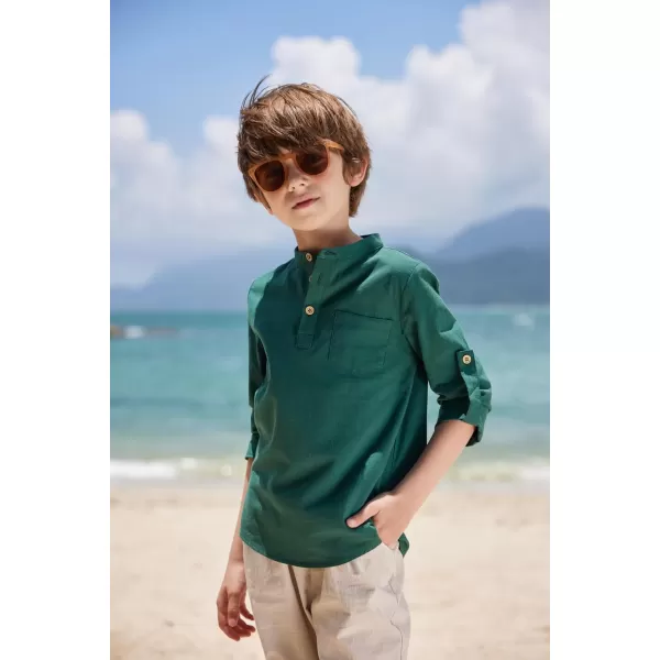 Arshiner Boys Cotton Linen Henley Shirt Button Down Shirt Long Sleeve T Shirt Beach Shirt Tee Casual Solid Tops