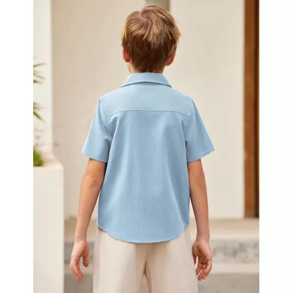 Arshiner Boys Guayabera Shirt Short Sleeve Cotton Linen Button Down Shirt Summer Beach Tops with One Pocket