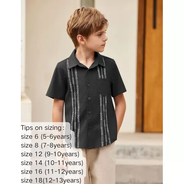 Arshiner Boys Guayabera Shirt Short Sleeve Cotton Linen Button Down Shirt Summer Beach Tops with One Pocket