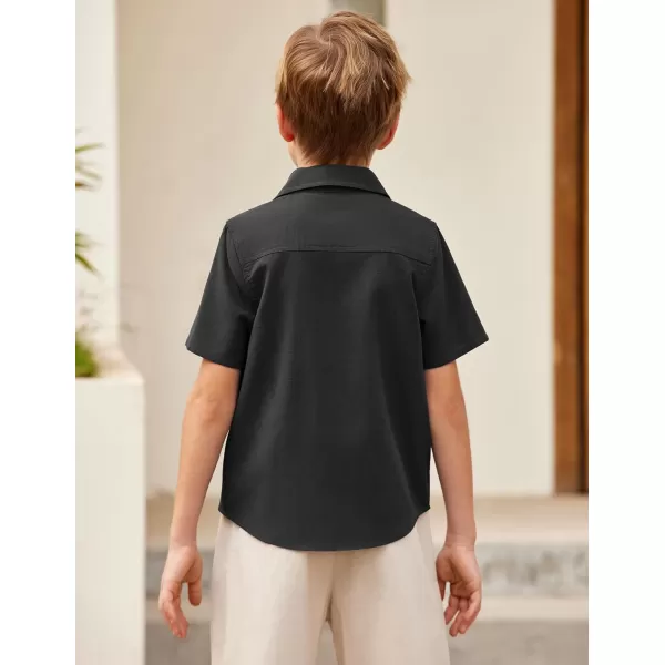 Arshiner Boys Guayabera Shirt Short Sleeve Cotton Linen Button Down Shirt Summer Beach Tops with One Pocket