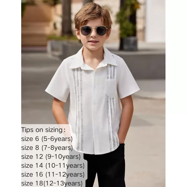 Arshiner Boys Guayabera Shirt Short Sleeve Cotton Linen Button Down Shirt Summer Beach Tops with One Pocket