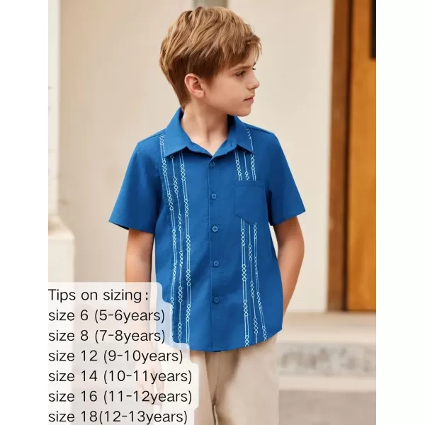 Arshiner Boys Guayabera Shirt Short Sleeve Cotton Linen Button Down Shirt Summer Beach Tops with One Pocket
