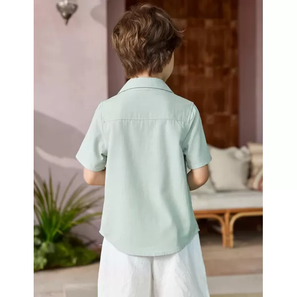 Arshiner Boys Guayabera Shirt Short Sleeve Cotton Linen Button Down Shirt Summer Beach Tops with One Pocket